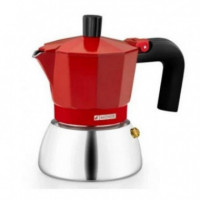 Cafetera Italiana 9 Tazas Inducción Inox Roja MONIX - Guanxe Atlantic Marketplace