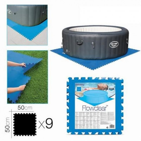 Alfombra Protectora para Piscinas BESTWAY (9 Unidades, 50X50 Cm Cada Una)