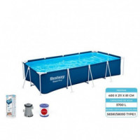 Piscina Rectangular con Bomba BESTWAY Steel Pro 400X211X81 Cm