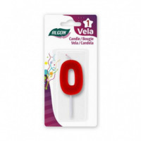 Vela Roja Número 0 ALGON para Cumpleaños y Celebraciones