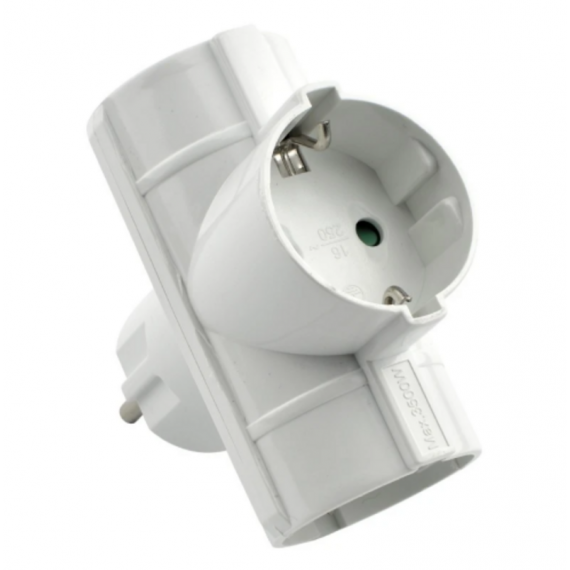 Ladrón Enchufe EXTRASTAR con 3 Tomas 3680W 16A/250V Blanco SQ-GZB-01/03