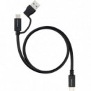 NANOCABLE Cable Usb-c 3.2 GEN2 a Usb-c Macho con Usb-a, 10GBPS, 60W, 4K/60HZ, 3M Negro (10.01.4803)