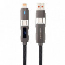 Cable NANOCABLE Usb-c 2.0 + Usb-a/m a Lightning + Usb-c/m con Display Digital 27W 1M Negro (10.01.2501)