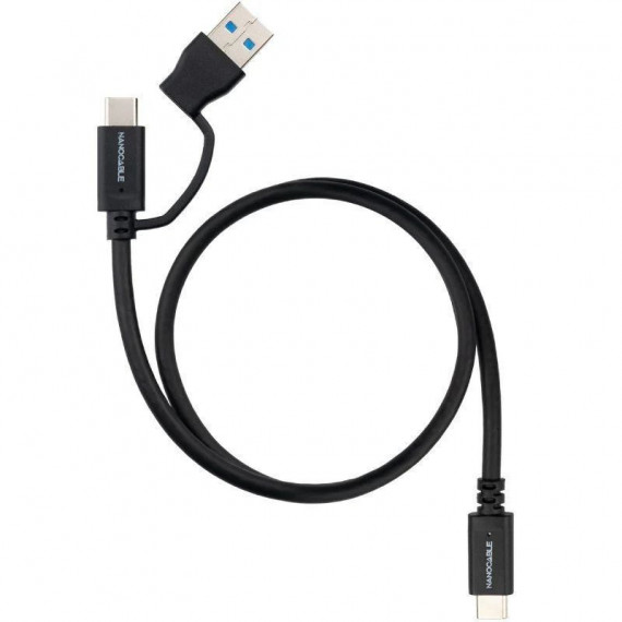 Cable NANOCABLE Usb-c + Usb-a/m a Usb-c/m 3.2 GEN2 10GBPS 60W 4K/60HZ 2M Negro (10.01.4802)