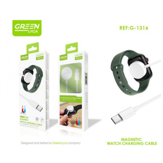 Cargador de Reloj Magnético GREEN LYCA 100CM para Apple Watch Usb-c G-1316