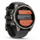 Smartwatch GARMIN Fenix 8 Pro Amoled 47MM, Sapphire, Titanio con Correa de Silicona Negra (010-03198-11)