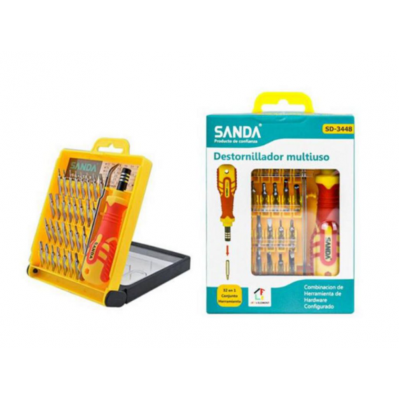 Destornillador SANDA Multiuso con Varios Accesorios Rojo+amarillo SD-3448