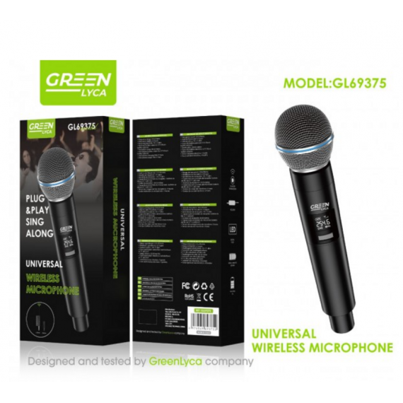 Micrófono Inalámbrico Greenlyca Wireless 20-25 Metros 210-270MHZ 6.5MM-3.5MM GL69375  GREEN LYCA