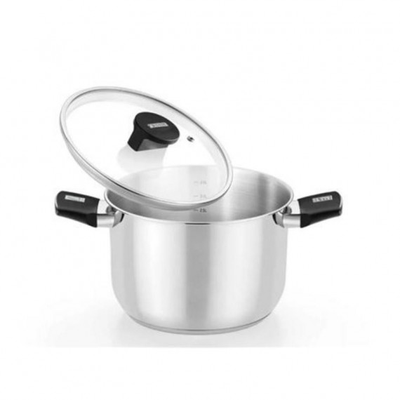 Olla MONIX Elite de Acero Inoxidable con Tapa de Cristal 16 Cm