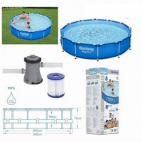 Piscina Desmontable BESTWAY Steel Pro con Bomba de Filtro, 366 X 76 Cm