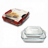 Pack de Dos Bandejas de Horno de Cristal Pasabahçe Borcam (22X22CM y 28X28CM)  PASABAHCE