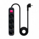 Regleta NANOCABLE 4XSCHUKO Interruptor Cable 1.4M Negra (10.37.0004-BK)
