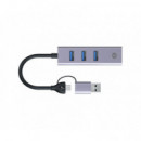 Adaptador CONCEPTRONIC Usb-a + Usb-c a 3XUSB-A / 1XRJ45 Ethernet Lan Gbe Gris (ABBY25G)