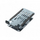 Soporte CONCEPTRONIC para Smartphone Giratorio y Plegable, Base Rotación 360°, Altura Ajustable, Plata (THANA08G)