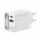Cargador de Pared MARS GAMING Retráctil Gan 65W Usb-a/c Blanco (MDGAN65RW)