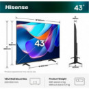 Televisor HISENSE 43" Qled 4K Uhd Smart TV Wifi Negro (43A6S)