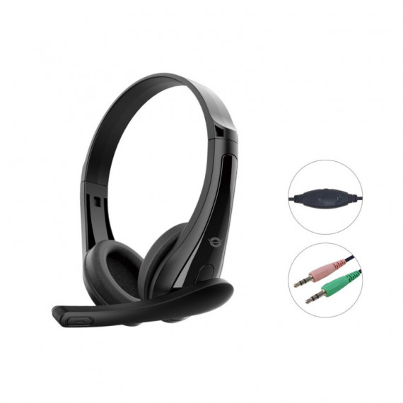 Auriculares con Micrófono CONCEPTRONIC Supraurales Binaurales 3.5MM Cable 1.8M Negros (POLONA06B3T)