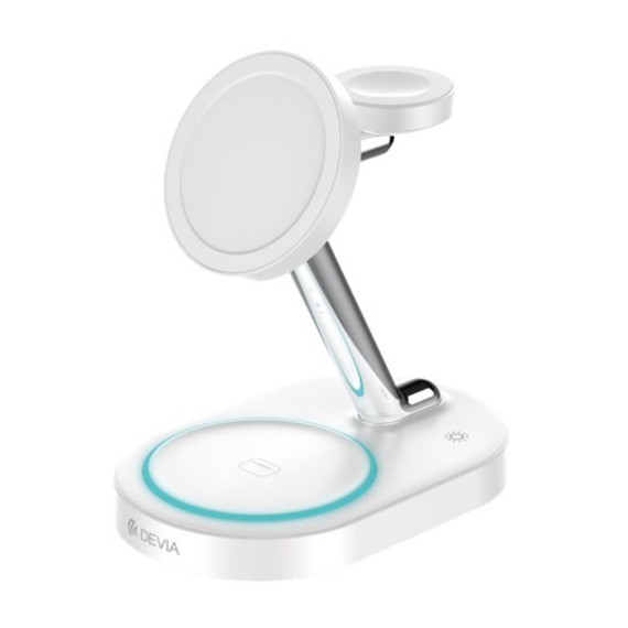 DEVIA Base Carga Inalambrica 3 en 1 Iphone/watch/airpods 15W Carga Magnetica Blanca
