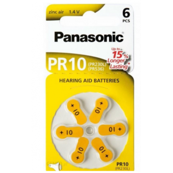 Pila Audífono PANASONIC 1.4V PR10 Paquete 6