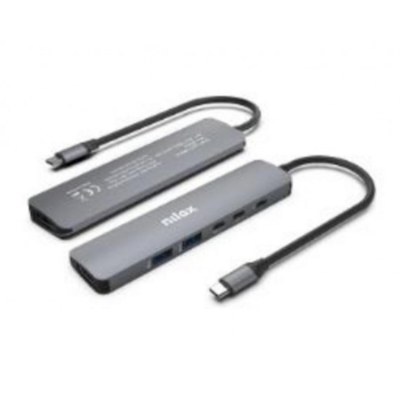 Docking NILOX Slim Usb-c 6 en 1 Gris (NXDSUSBC09)