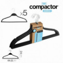 Set de 5 Perchas COMPACTOR Soft Touch Antideslizantes de Terciopelo Negro