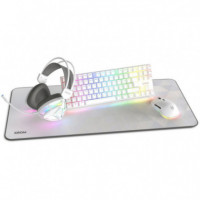 Kit Gaming KROM Led Teclado + Ratón + Alfombrilla + Auricular Blanco (nxKROMklass)