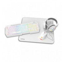 Kit Gaming KROM Rgb Teclado + Ratón + Alfombrilla + Auricular Blanco (nxKROMkentaspwh)