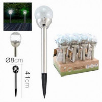 Lámpara Solar de Jardín ICO con Esfera de Cristal Craquelado y Acero Inoxidable, 41 Cm - Guanxe Atlantic Marketplace