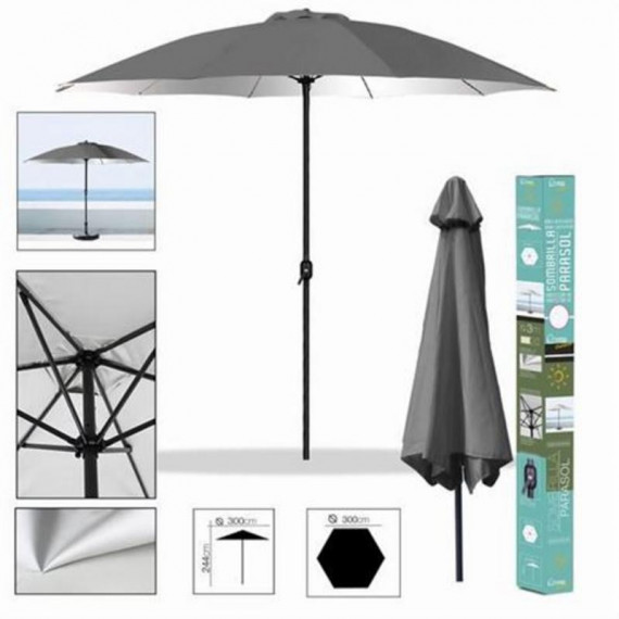 Sombrilla de Jardín URBAN LIVING Ø300CM Antracita con Protección Uv