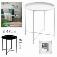 Mesa Auxiliar de Metal Desmontable ICO Blanca Ø47 X 51 Cm - Guanxe Atlantic Marketplace