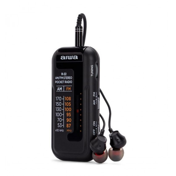 Radio de Bolsillo AIWA R-22BK con Auriculares, Am/fm
