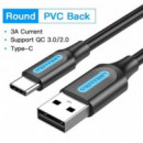 Cable Usb-a 2.0 VENTION Usb-a Macho a Usb-c Macho 0.25M Negro