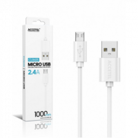 Cable Datos ACCETEL 2.4A Micro USB Blanco 1M CU1605