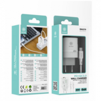 Cargador IKREA Pd+qc 3.0 2 Puertos Usb-a/type-c con Cable Type-c a Type-c 45W Gan Blanco WA0379