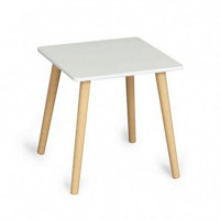 Mesita Auxiliar ICO Cuadrada de Madera Blanca - 40X40X40 Cm - Guanxe Atlantic Marketplace