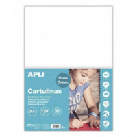 Pack de 50 Cartulinas A4 APLI de 170G Color Blanco