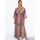 Vestido Crepe de Musgo Tiara Rosa Verde COTTON SOUL
