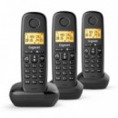 Teléfono Inalámbrico GIGASET Basic 100 Trio Dect Negro con Identificador de Llamadas y Manos Libres (L36852-H3206-D211)