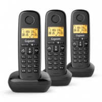 Teléfono Inalámbrico GIGASET Basic 100 Trio Dect Negro con Identificador de Llamadas y Manos Libres (L36852-H3206-D211)