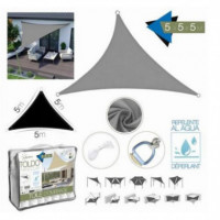Toldo Triangular con Vela ICO 5X5X5 Metros Gris con Bolsa de Transporte - Guanxe Atlantic Marketplace