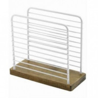 Servilletero Minaia Moderno de Metal y Madera 14X9X12.5CM para Hostelería