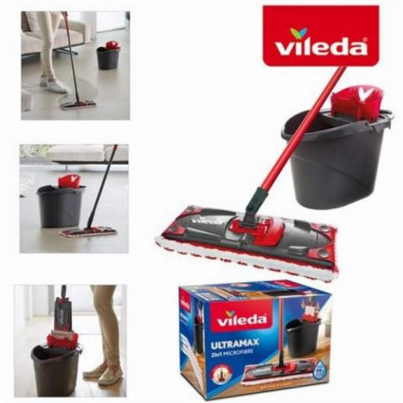 Cubo con Mopa Plana VILEDA Ultramax 2 en 1 Microfibre con Escurridor