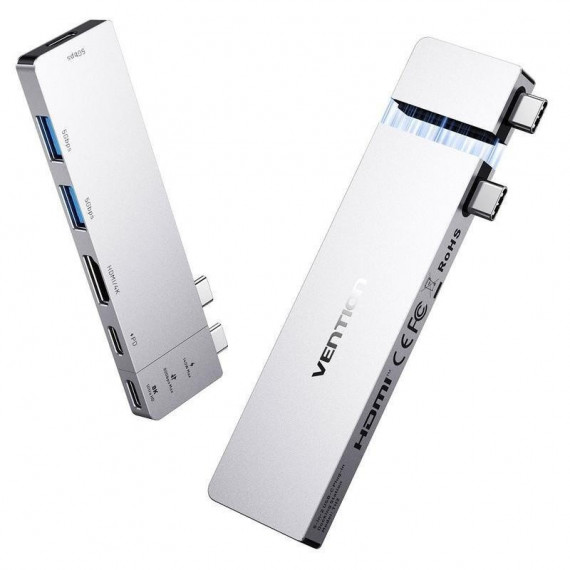 Base de Conexión Usb-c VENTION THZH0 con HDMI 4K, 2X Usb-a, 2X Usb-c, Thunderbolt y Power Delivery