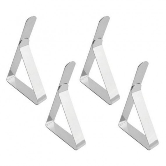 Pack de 4 Pinzas Sujetamanteles de Acero Inoxidable para Mesa (7.4X4.5X1.2 Cm)