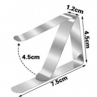 Pack de 4 Pinzas Sujetamanteles de Acero Inoxidable para Mesa (7.4X4.5X1.2 Cm)