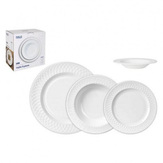 Vajilla HALO Ataifor Opal Blanco de 12 Piezas