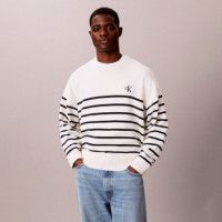 Jersey Holgado a Rayas de Algodón  CALVIN KLEIN