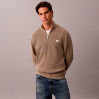 Jersey de Algodón Gofrado con Cremallera 1/2  CALVIN KLEIN