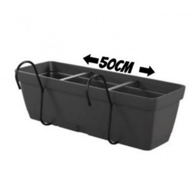 Maceta Colgante Rectangular Artplast Flycurved 50cm Antracita para Balc&oacute;n