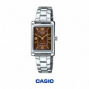 CASIO LTP-1234DD-5A Reloj Mujer Plateado Esfera Marrón